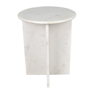 Javier 14" Contemporary Natural Marble Handmade X-Shaped End Table - JONATHAN Y